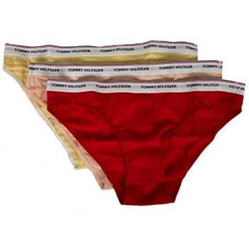 Tommy Hilfiger Paquete 3 Slip Ropa Interior Mujer tripack artículo UW0UW01385 3PACK Bikini Print, 0XA Primrose Yellow/Pale Blush/Tango Red, L