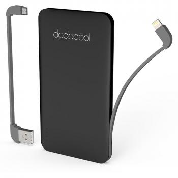 dodocool Mini Batería Externa MFI Certificado 5000mAh Ultrafino 2 Puertos Cargador Portátil con Micro USB Cable y Cable de Lightning Desmontable para iPhone 7 / 7 Plus 6 / 6 Plus Samsung y otros