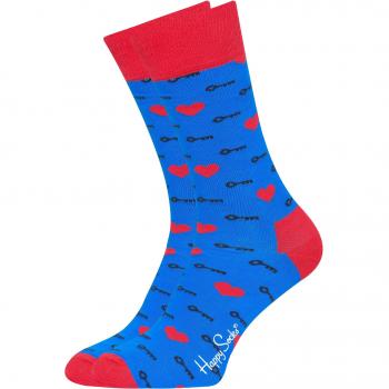 Calcetines Happy Key To My Heart Azul/Rojo Tamaño 36-40