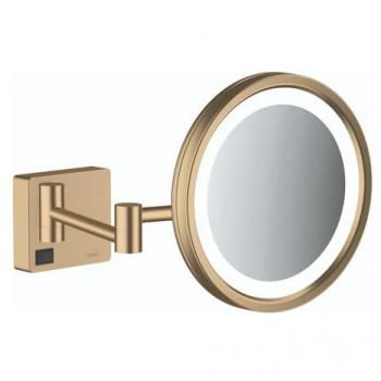 Espejo de aumento Hansgrohe AddStoris con iluminación LED, acabado en bronce cepillado, modelo 41790140