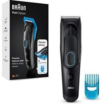 Braun Máquina Cortar Pelo Profesional, Cortapelos Hombre con 9 Ajustes de Longitud, HC 5010, Negro