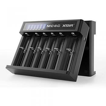 Xtar MC6C 18650 Cargador Smart Li-ion 6 Bahías USB Cargador para 18650 20700 21700 22650 25500 26650 Flat-32650
