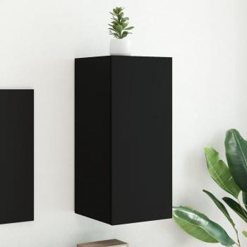 Mueble de TV de pared con luces LED negro 30,5x35x70 cm vidaXL