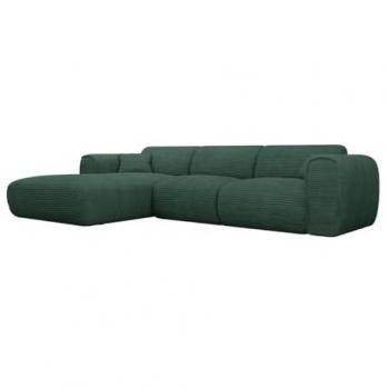 Sofá rinconera izquierdo de pana color verde pino POGNIA