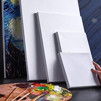 Set de Lienzos para Pintar Para Todo Tipo de Pintura,Acrílico, Oleo, Acuarela, Lienzos 100% Algodón sin Ácidos con Bastidor de Madera para Telas Blancas