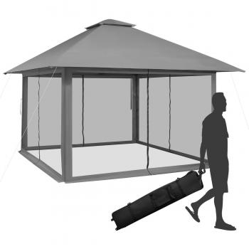 13 x 13-Foot Pop-up Instant Gazebo Canopy Tent with Mesh Sidewall - Grey
