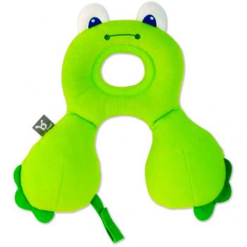 Ben Bat - Reposacabezas Coche Niño - Almohada Cervical Amigos de Viaje - Motivo Rana - Niños 0 a 1 año - Medidas 1 x 23 x 29 cm - Para Sillas Grupo 0/0+