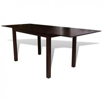 vidaXL Mesa Comedor Ampliable 190 cm Madera Caucho Marrón Mesita Mueble Cocina