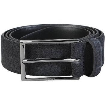 BOSS Calindo Dark Blue Leather Belt with Pin Buckle for Men, Size 90 cm