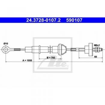 Cable de accionamiento del embrague ATE 24.3728-0107.2 para Volkswagen Scirocco, Jetta, Golf