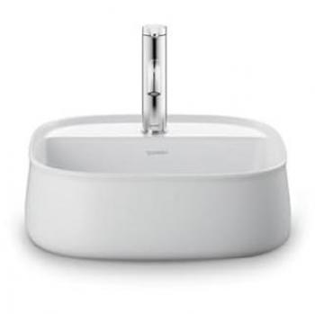 Lavabo sobre encimera Duravit Zencha 42x42 cm, con agujero para grifo, sin desagüe, acabado blanco satinado