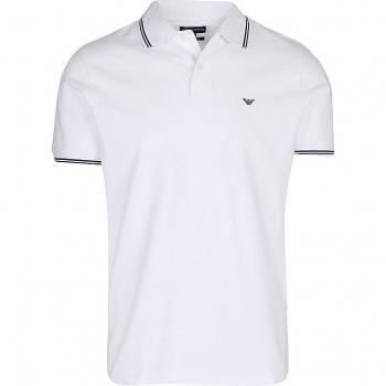 Emporio Armani Stretch Short Sleeve Polo Shirt - White - Size: 2X-Large