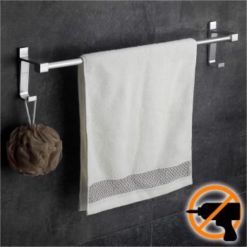 Wangel Adhesivo Fuerte Toalleros de Barra 60cm, Pegamento Patentado + Autoadhesivo, Aluminio, Acabado Mate