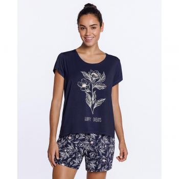 Punto Blanco Pijama corto de mujer en modal con estampado floral