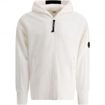 C.P. Company Men's Lens Zippered Hoodie, White, Size Medium, 17CMSS025A005086W103