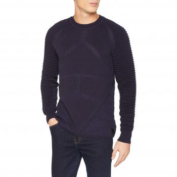G-STAR RAW Hombre Suzaki Pro R Knit L\\s suéter Not Applicable, Azul