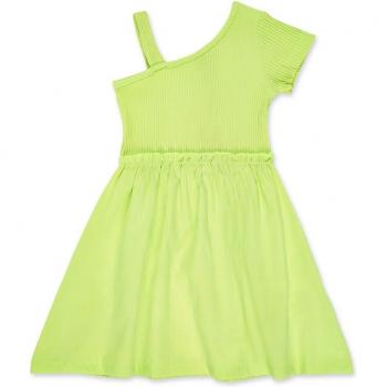 Tuc Tuc - Vestido de niña de punto asimétrico con cintura elástica Neon Jungle