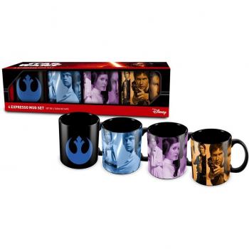 SD toys Star Wars Set de Mini Tazas de Cafe, Cerámica, Negro, 10 cm