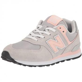 New Balance Kids' 574 Core Sneakers - Grey/Pink Suede/Mesh, Size 28.5 Unisex