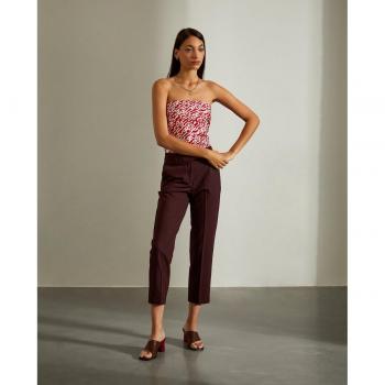 Pantalón recto de mujer tipo chino regular fit Lion of Porches Burdeos Oscuro