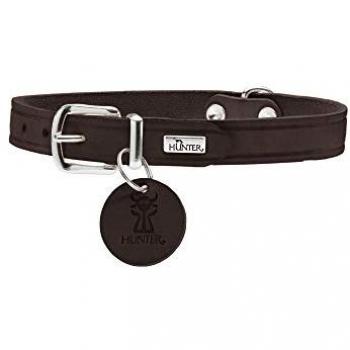 Collar para Perro Hunter Aalborg Chocolate, Piel de Vaca Auténtica, Talla XS/S (28-33 cm)