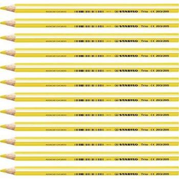 Lápiz de color triangular grueso STABILO Trio thick - Caja con 12 unidades - Color amarillo