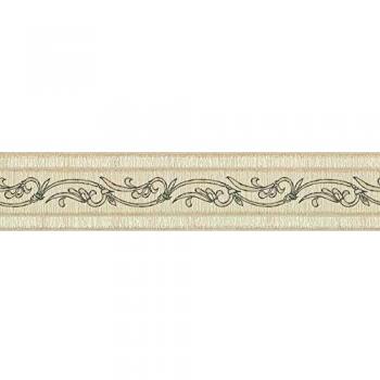 Cenefas Autoadhesivas Barrocas Beige y Plata, 5 m x 13 cm, Diseño Floral Elegante