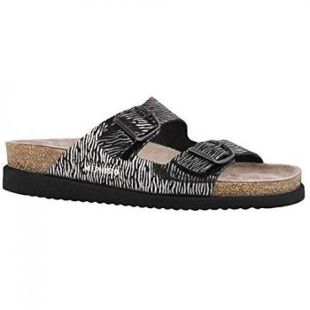 Harmony Patent Black Zebra Print Leather Women's Comfort Slide Sandals