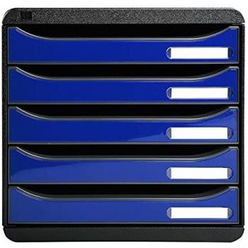 Exacompta 3097203D - Caja organizadora, 5 cajones, color azul real glossy