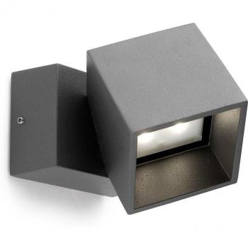 Aplique LED de exterior Cubus en color antracita, aluminio y vidrio