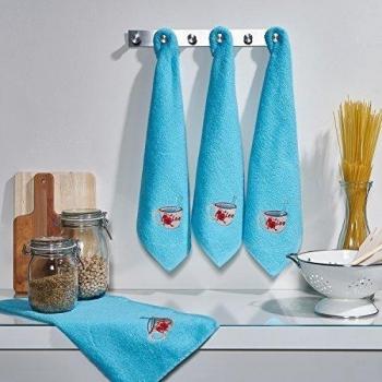 Sancarlos - Paño cocina rizo bordado leos cup azul - 50x50 cm - bordado jacquard - 450 g/m²