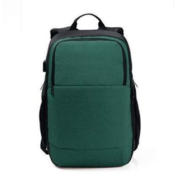 Wind Took Mochila Hombre Trabajo con Puerto Carga USB,Mochila para Portátil Mochila Ordenador 15.6 Pulgadas Multifunciona Maletín para Diario Trabajo Viaje Mochila Colegio-Verde