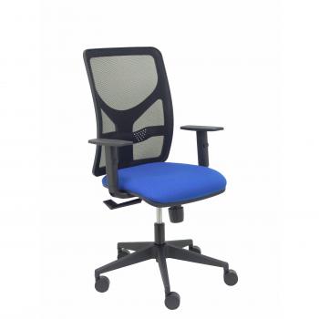 Piqueras y Crespo Motilla Silla de Oficina Malla Negra con Brazos Regulables y Asiento Color Bali Azul Modelo I229B10