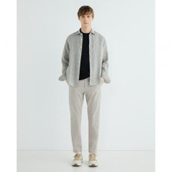 North Sails Gray Linen Shirt - L, Casual Shirt for Men, Color: Gray, Size: L, Features: Embroidered Italian Collar