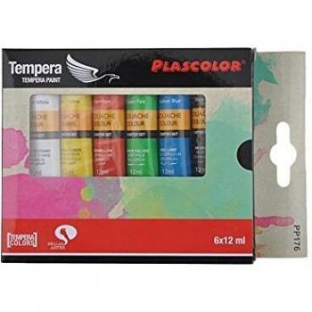 Plascolor PP176 - Pack de 6 tubos de pintura tempera, multicolor