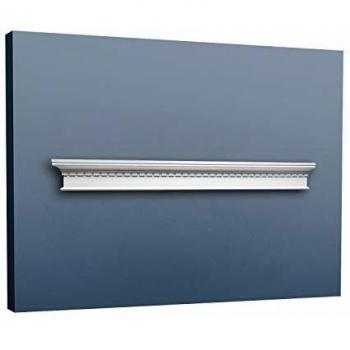 Elemento decorativo pedimento D401, estilo neoclásico, blanco, medidas 127,5x14,5x5,5 cm