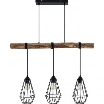 Lámpara colgante Eldarion de Lindby, tradicional, 3 luces, color marrón, hecha de madera e.o., adecuada para salón y comedor, con casquillos E27