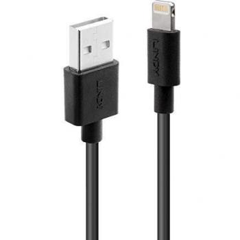 LINDY 0.5m USB to Lightning Cable, Black
