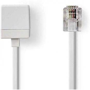 NEDIS Cable de extensión de Las telecomunicaciones Cable Alargador de Telecomunicaciones - RJ11 Macho - RJ11 Hembra - 5,0 m - Negro Blanco 5.0 m