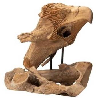 Figura Decorativa Águila de Madera de Teca 40x25x30 cm - Estilo y Elegancia
