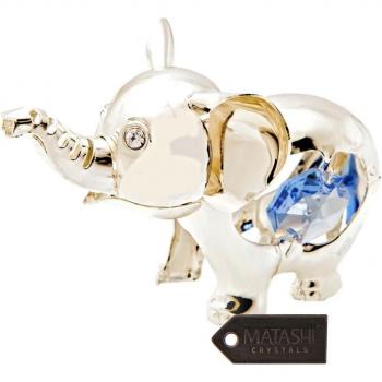 Bañado en plata cristal Studded Cartoon figura de elefante por Matashi®