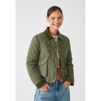 Stradivarius Khaki Contrast Corduroy Puffer Jacket Size S