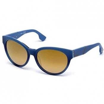Diesel Blue Oval Sunglasses with Yellow Mirrored Lenses, Women's Acetate, Oval Shape, One Size