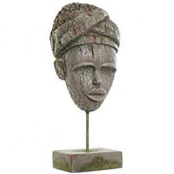 Figura Decorativa DKD Home Decor 24 x 15 x 58 cm Gris Colonial Africana, Fibra de Vidrio, Metal, Diseño Africano