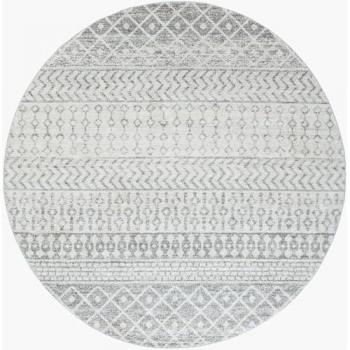 Livabliss Round Scandinavian Bohemian Rug Gray/White Ø 160 cm