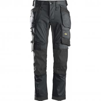 Pantalón de Trabajo Unisex Snickers AllroundWork Stretch Slim Fit con Bolsillos para Herramientas - Gris Talla 50
