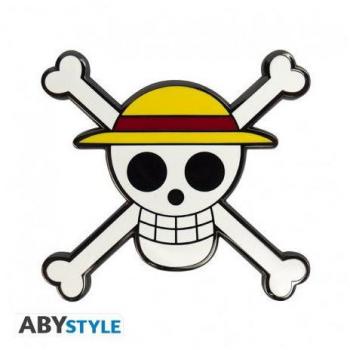 Imán Decorativo One Piece Logo y Calavera con Sombrero de Paja - Metal y Alta Adherencia