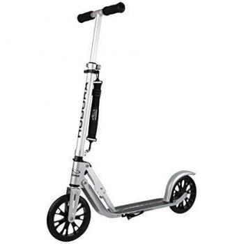 Patinete Urbano Plegable HUDORA BigWheel Crossover 205 - Aluminio Estable, Ajustable y Soporte, Color Plata, para Niños y Adultos hasta 100kg
