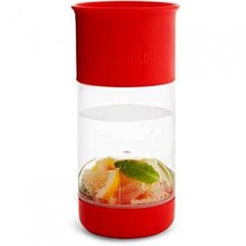 Munchkin Miracle 360° - Vaso de aprendizaje con infusor de frutas, 14oz /414ml, Rojo