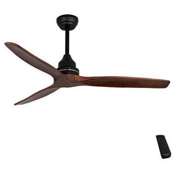Cecotec Ventilador de Techo con Mando a Distancia y Temporizador EnergySilence Aero 580. 70 W, Bajo Consumo, 3 Aspas de 52/132cm de Diámetro, Motor de Cobre, 3 Velocidades, Color Nogal